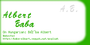 albert baba business card